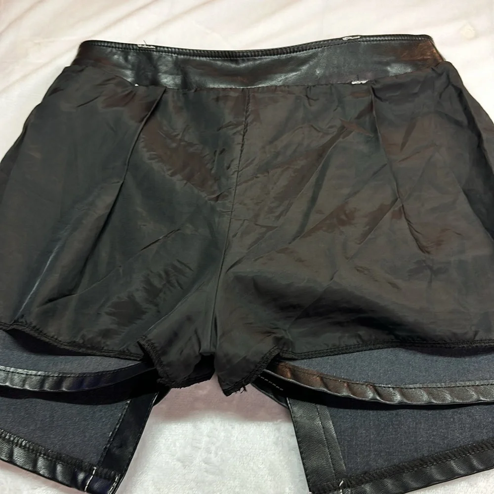 Storets Faux Leather Asymmetrical Black Skirt Jr L